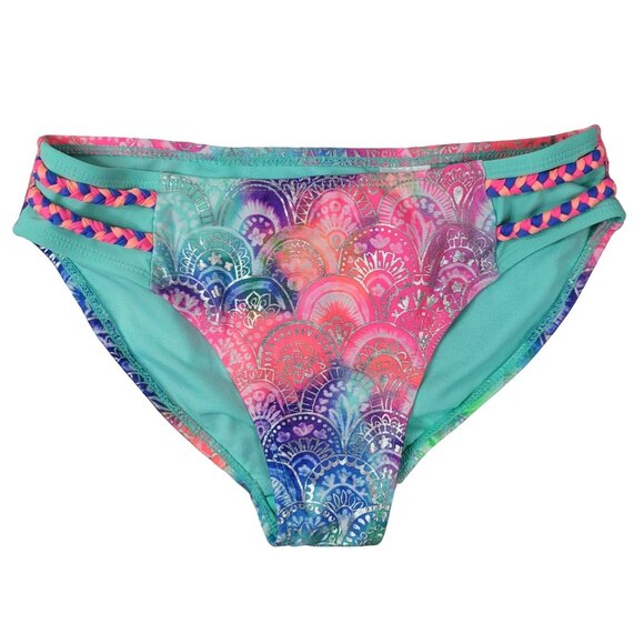 2/$15 Wonder Nation Girls Swimsuit Pink Green SZ 10 Large Silver 2 Piece Ruffle - Picture 8 of 13